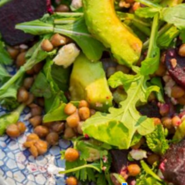 ROASTED BEET AND LENTIL BOWL WITH AVOCADO CILANTRO SAUCE