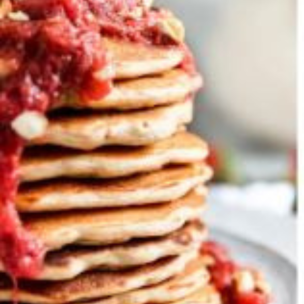 Kelly’s Pancakes with Rhubarb Compote