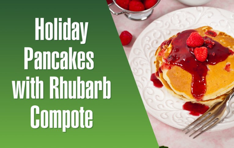 Holiday Pancakes with Rhubarb Compote (Grain-Free & Low-Sugar!)