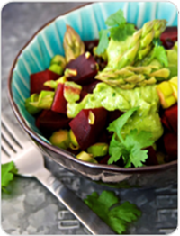 ALKALINE DIET RECIPE: ROASTED BEET AND LENTIL BOWL WITH AVOCADO CILANTRO SAUCE