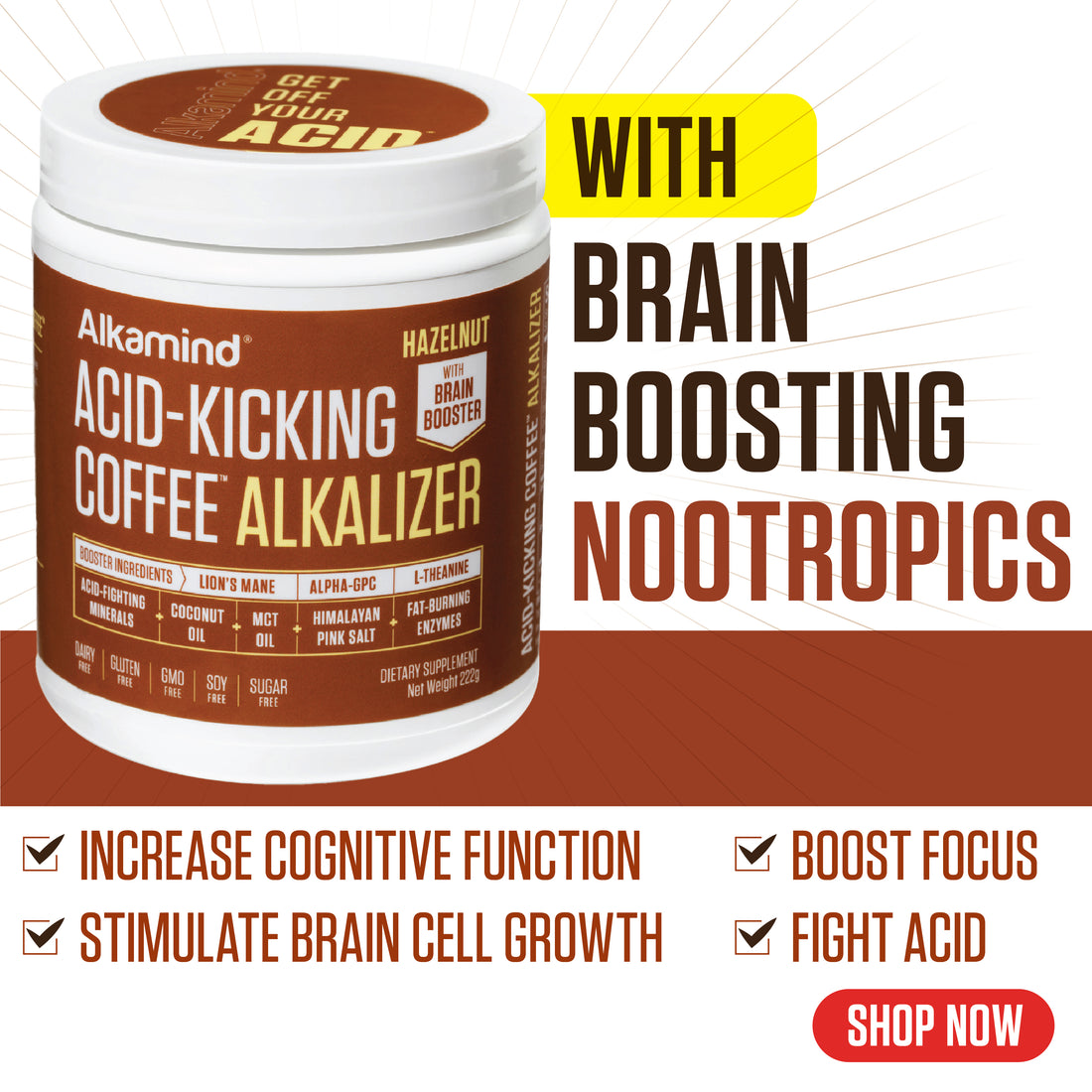 Brain-Boosting Coffee Alkalizer - Hazelnut